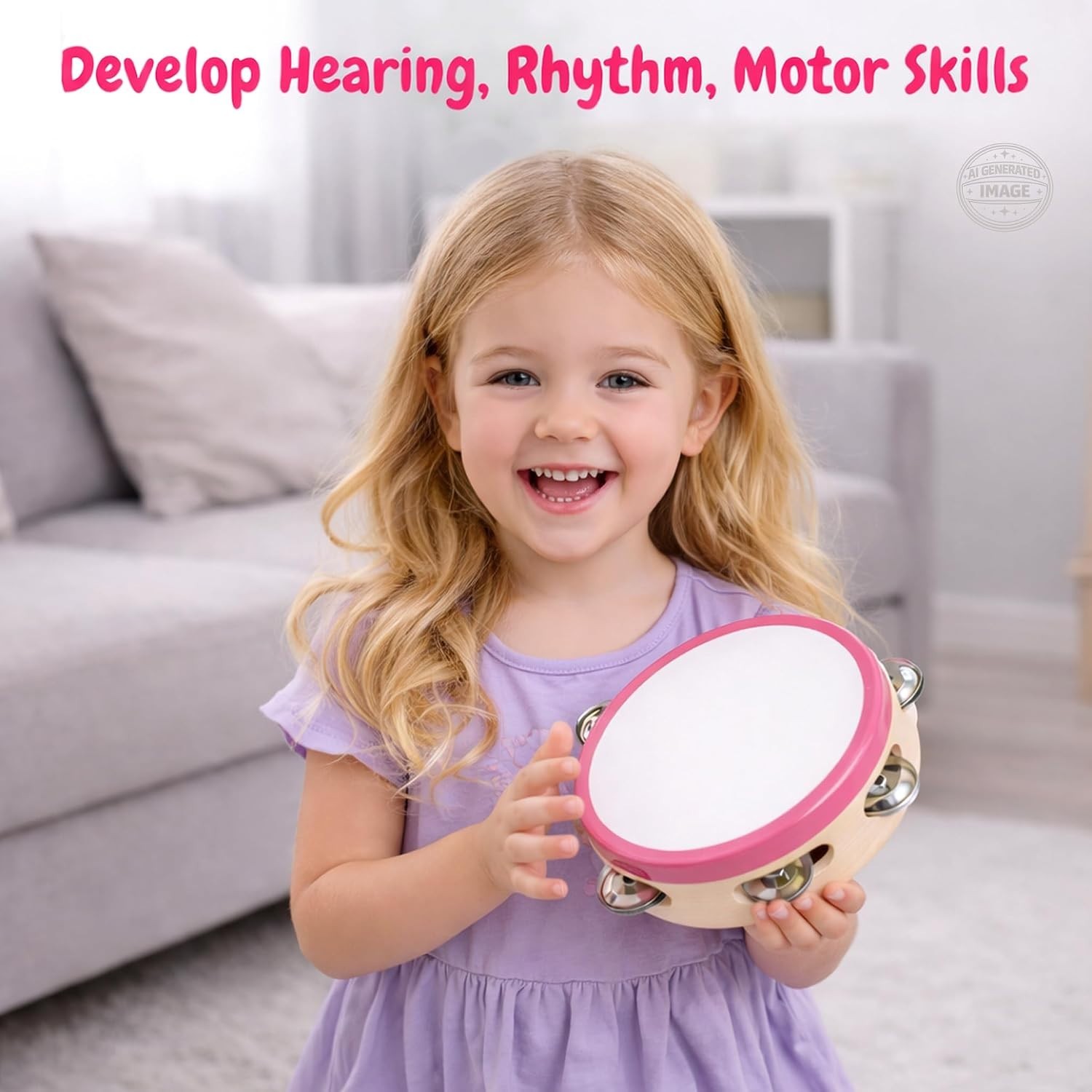 Educational Music Toy for Toddlers: Pink Wood Instruments