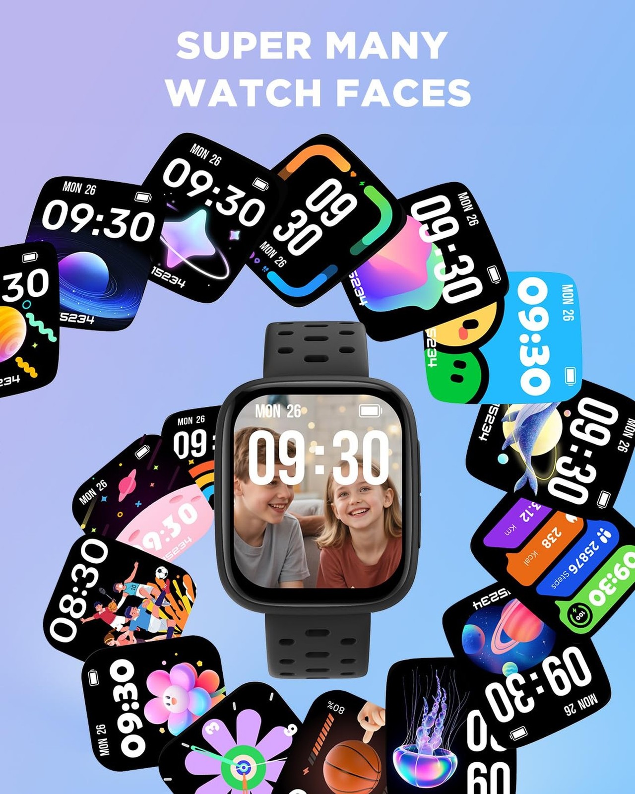 BIGGERFIVE Kids Watch No Phone Needed, 1.8″ Amoled Smart Fitness Watch Pedome…