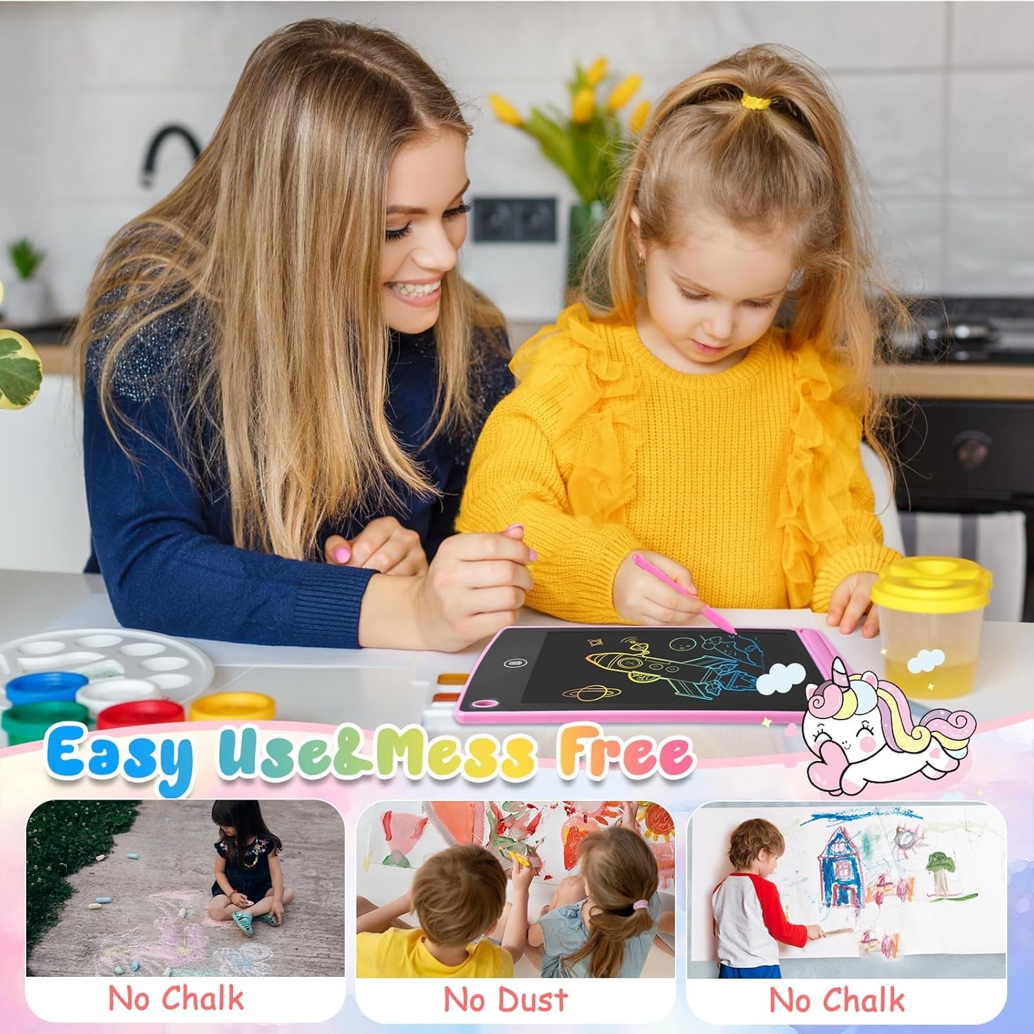 12 Pack LCD Writing Tablet Kids Color Doodle Drawing Board Educational Toy Set