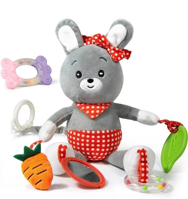 Rabbit Baby Toy 0-6-12 months, Baby Car Seat Toy and Stroller Toy Easter…