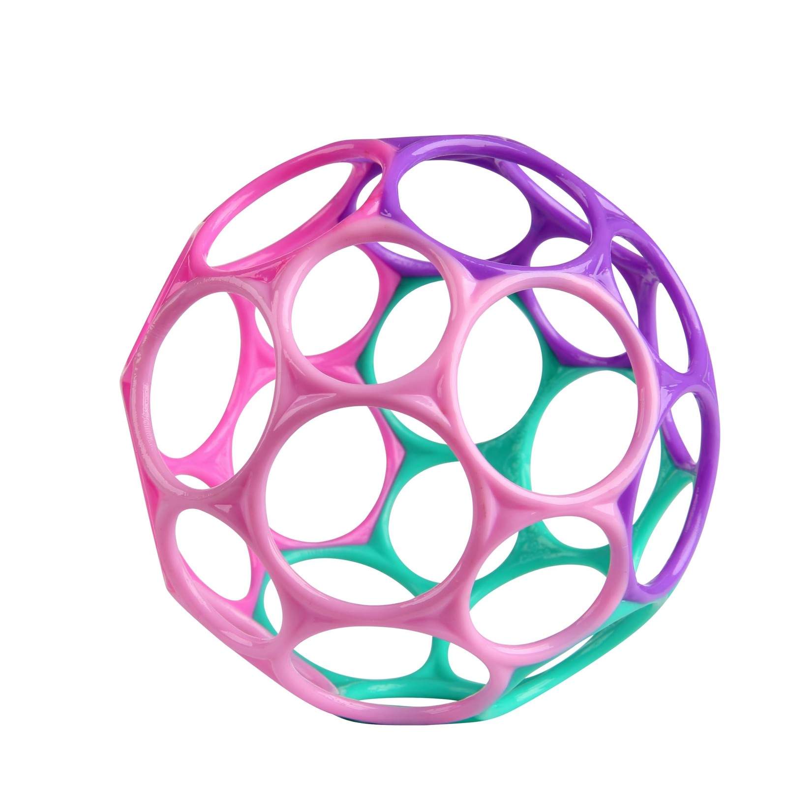 Bright Starts Oball Easy Grasp Classic 1 Count (Pack of 1), Purple/Pink/Teal