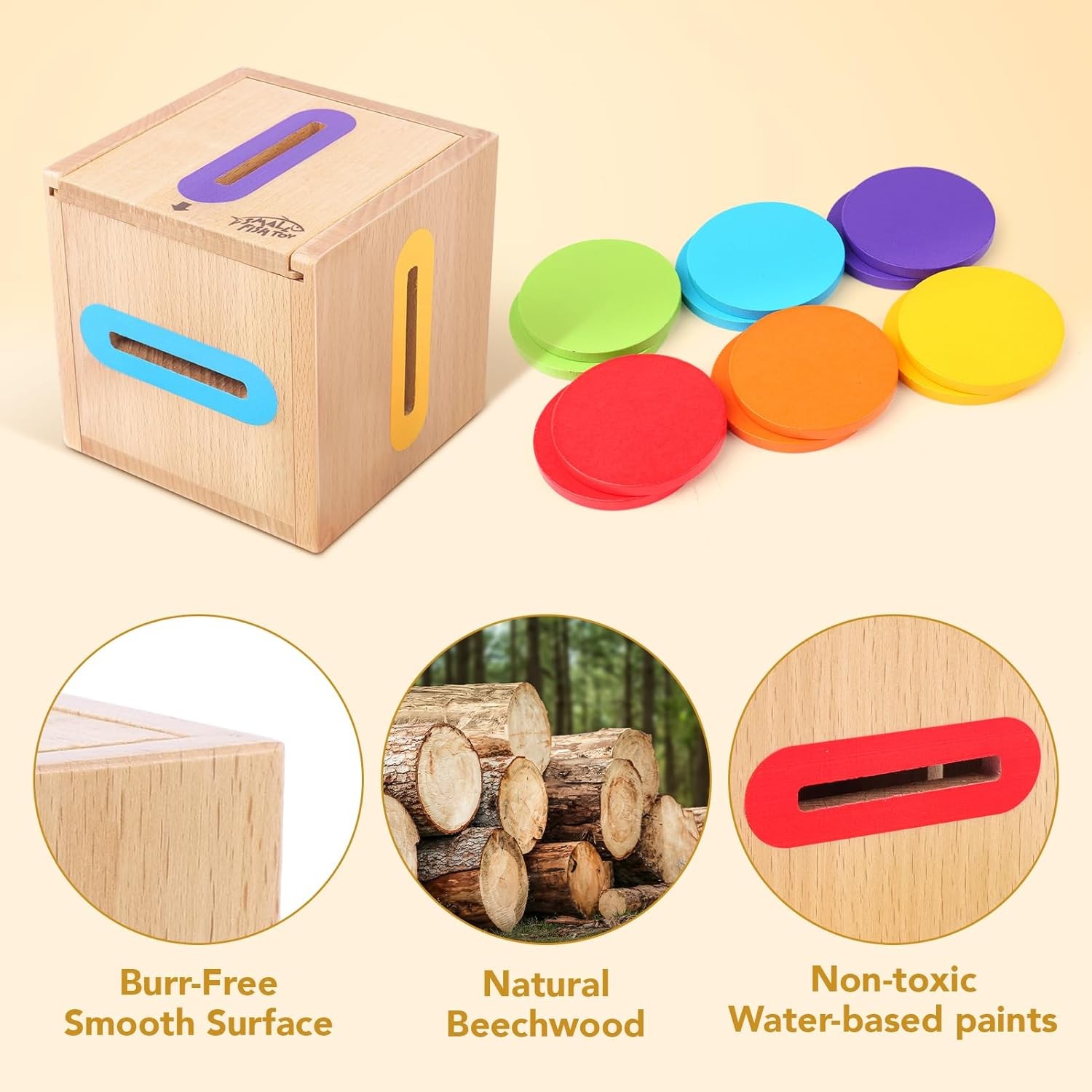 Montessori Toys for 1 2 3 Year Old: Fine Motor Skills Toys Wooden Color Sorting