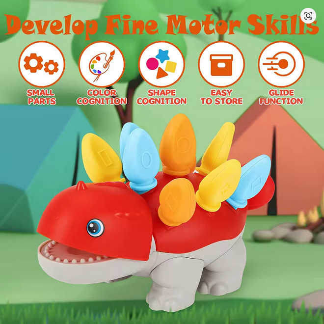 Toddler Dinosaur Shape Sorter Toy Montessori Color Peg Fine Motor Skills Puzzle