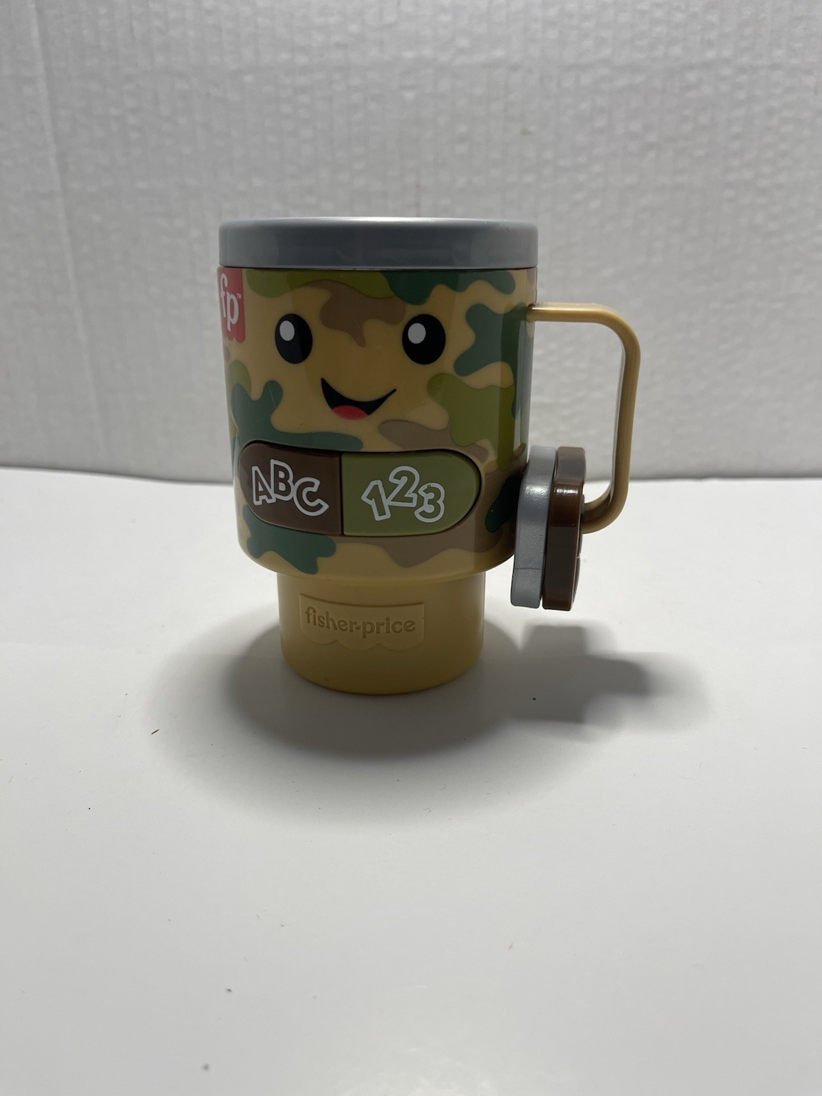 Camouflage Fisher-Price Laugh & Learn Wake Up & Learn Coffee Mug Rare Style!!