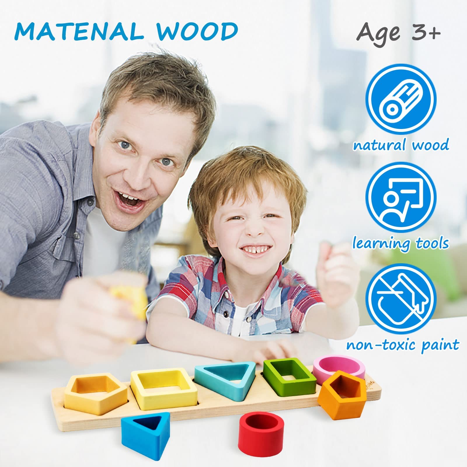 Montessori Toys for 1 2 3 Year Old Boys GirlsWooden Sorting & Stacking Toys f…