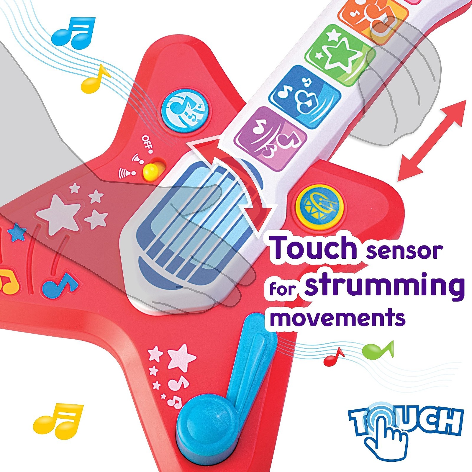 Magic Touch Guitar, Toddler Light Up Music Toy with Volume Control, Infant Touch
