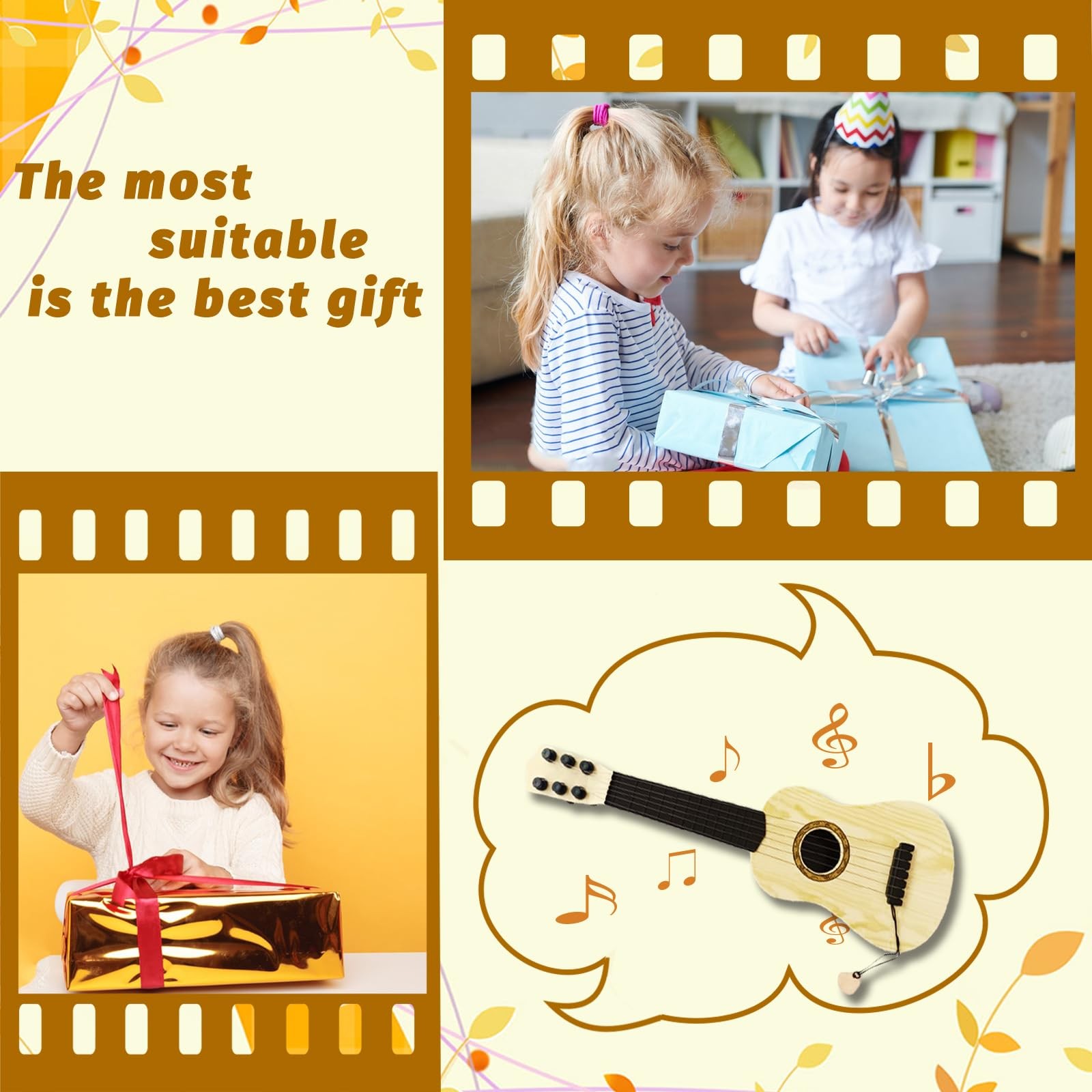 Kids Toy Guitar 6 String,17 inch Mini Baby Guitar with Pick,Musical Instrumen…