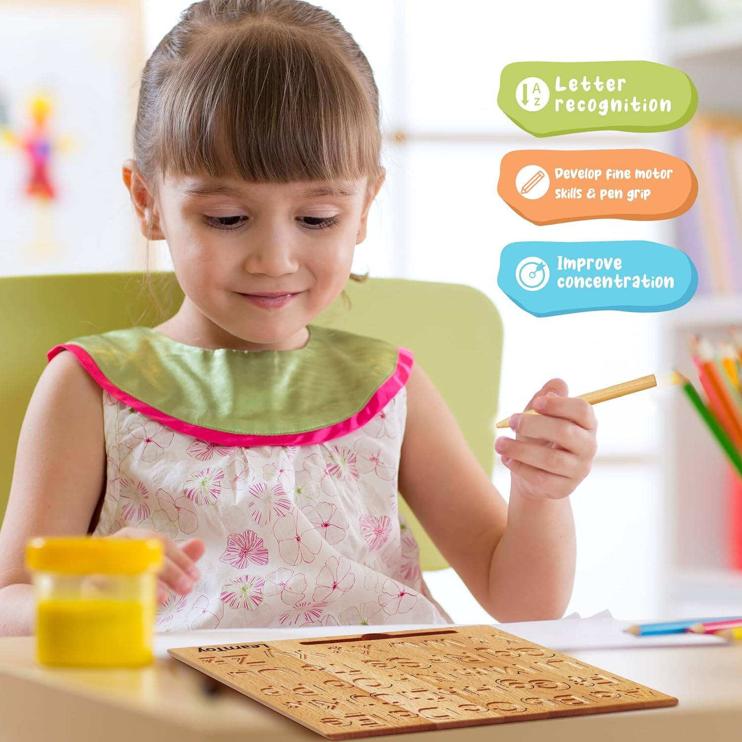 Montessori Wooden Alphabet Tracing Board – Educational Toy for Kids-Motor Skills