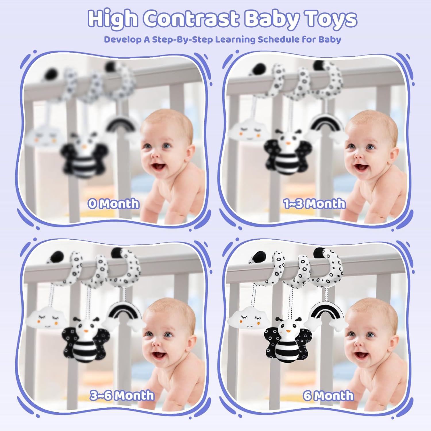 Black and White Sensory Toys for Babies,Montessori Toys for Babies,High Contrast