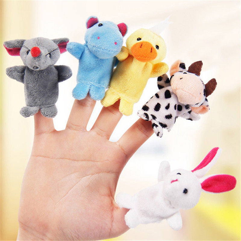 Velvet Cartoon Family Finger Puppets Cloth Doll Baby Educational Hand Animal Toy