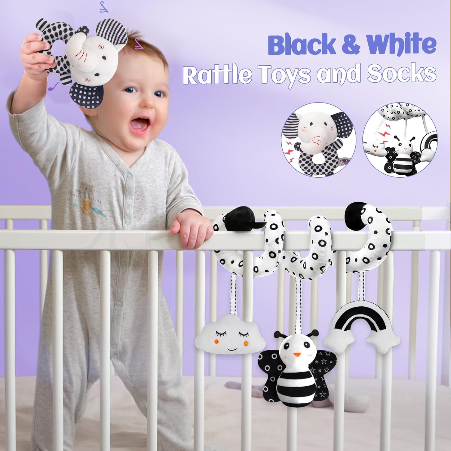 Black and White Sensory Toys for Babies,Montessori Toys for Babies,High Contrast