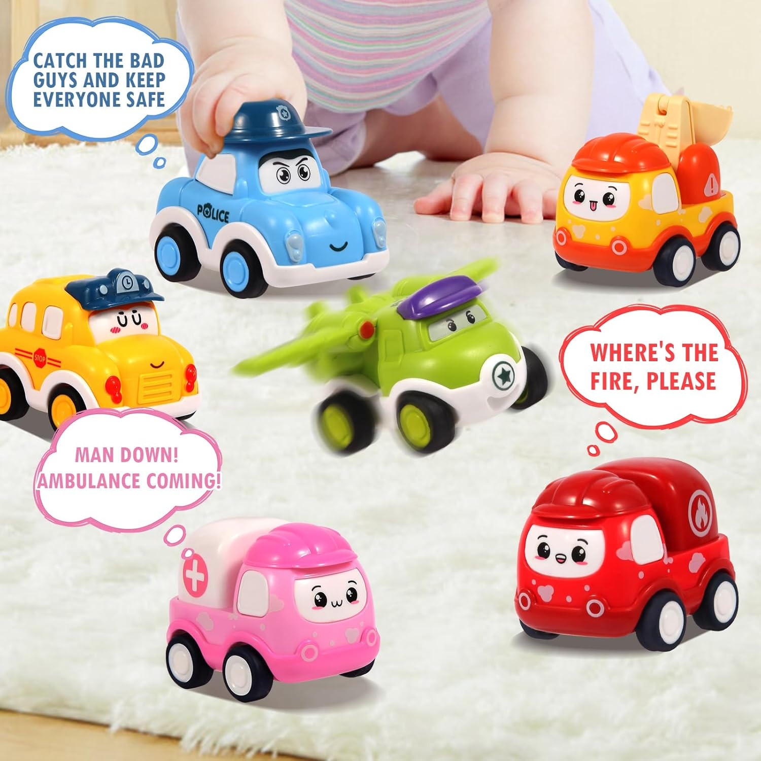 12 Pcs Pull Back Cars Set Toys for 1 2 3 Year Toddlers, Baby Car Toys for 6-12-1