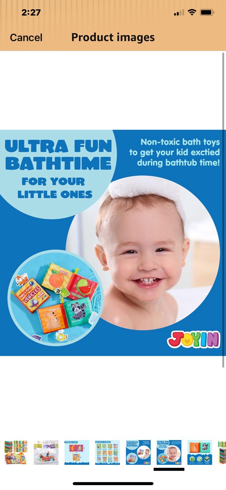 JOYIN 12 Pcs Bath Books, Nontoxic Fabric Soft Crinkly Cloth Books Learning New