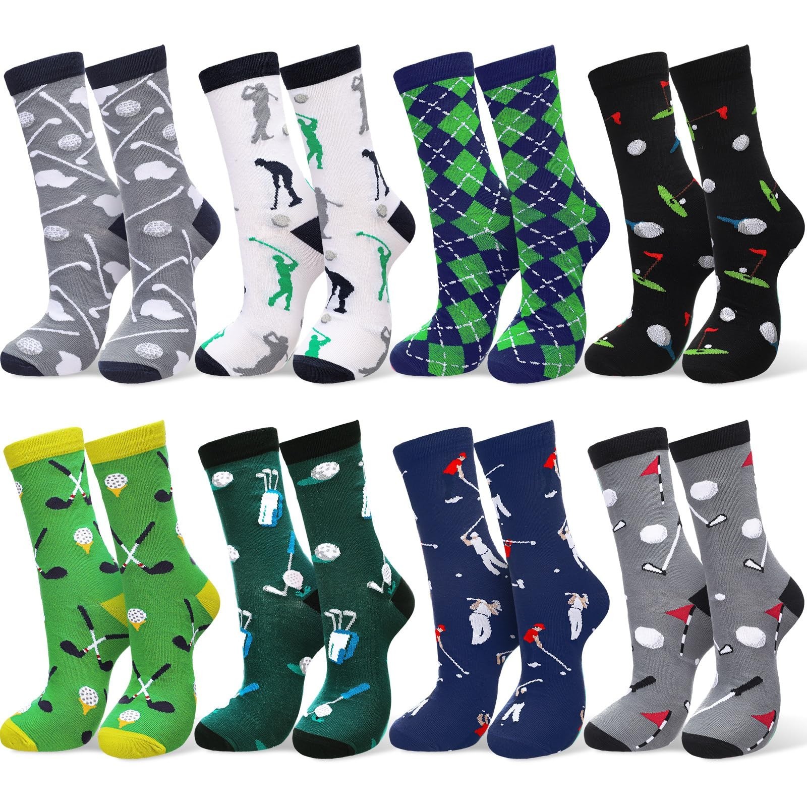 8 Pairs Golf Socks Gifts Funny Novelty Athletic Socks for Woman Man Golf Love…