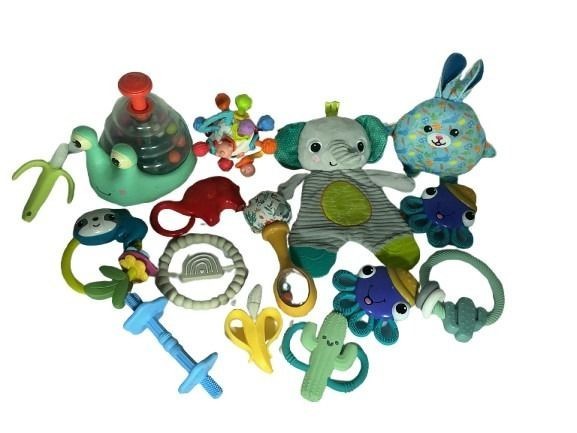 Baby Sensory Toy Lot Nuby Itzy Ritzy Fisher Price Teethers Plush Rattles 15pc