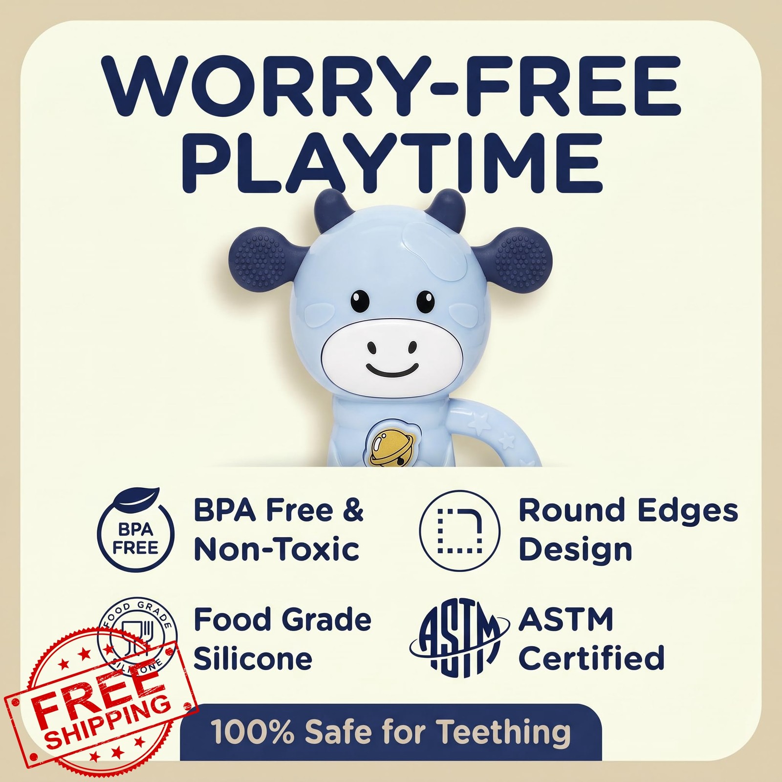 Moo Moo Blue Musical Sensory Toy