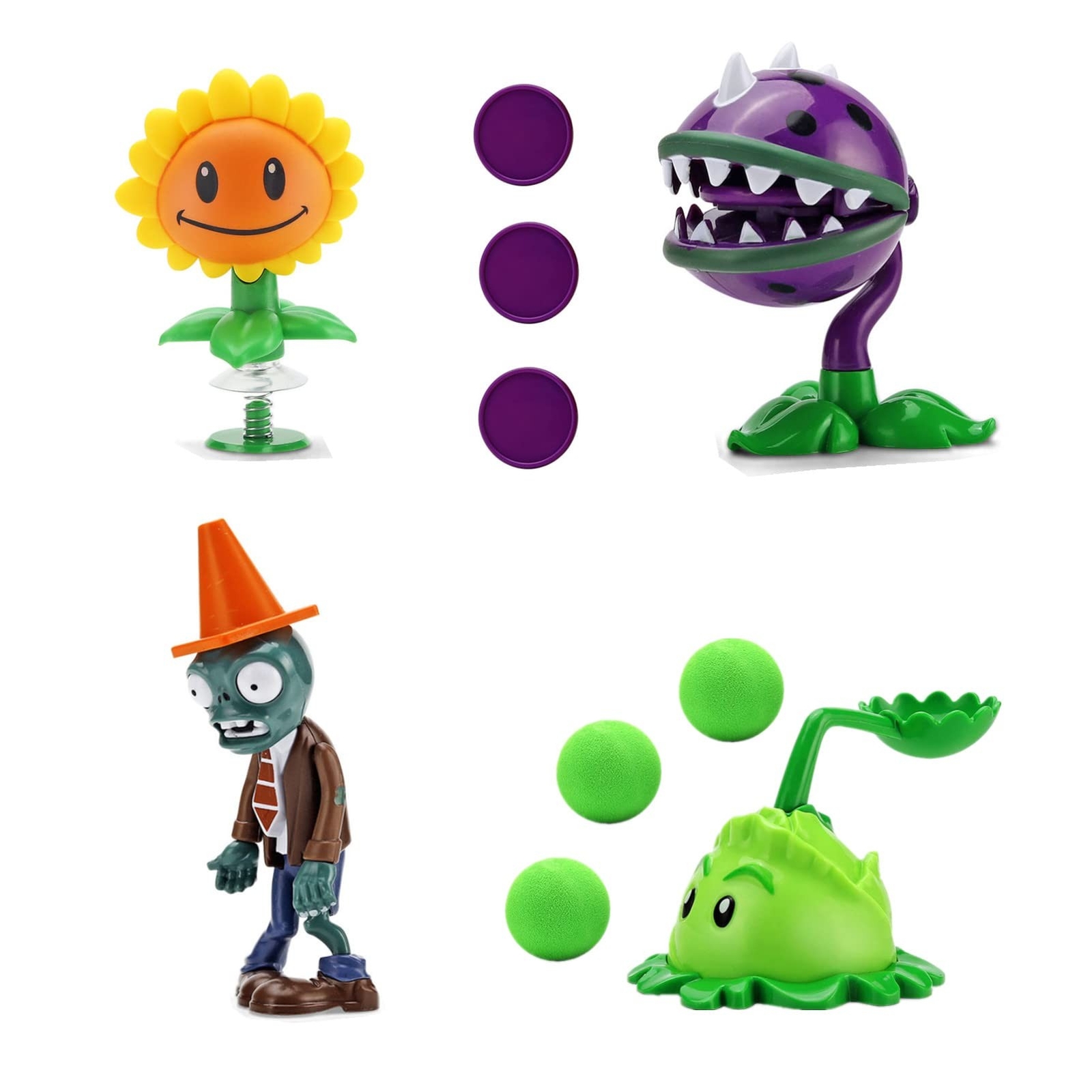 JHESAO 4 PCS Plants and Zombies Toys Action Figures Zombies PVZ Toys Set 1 2 …