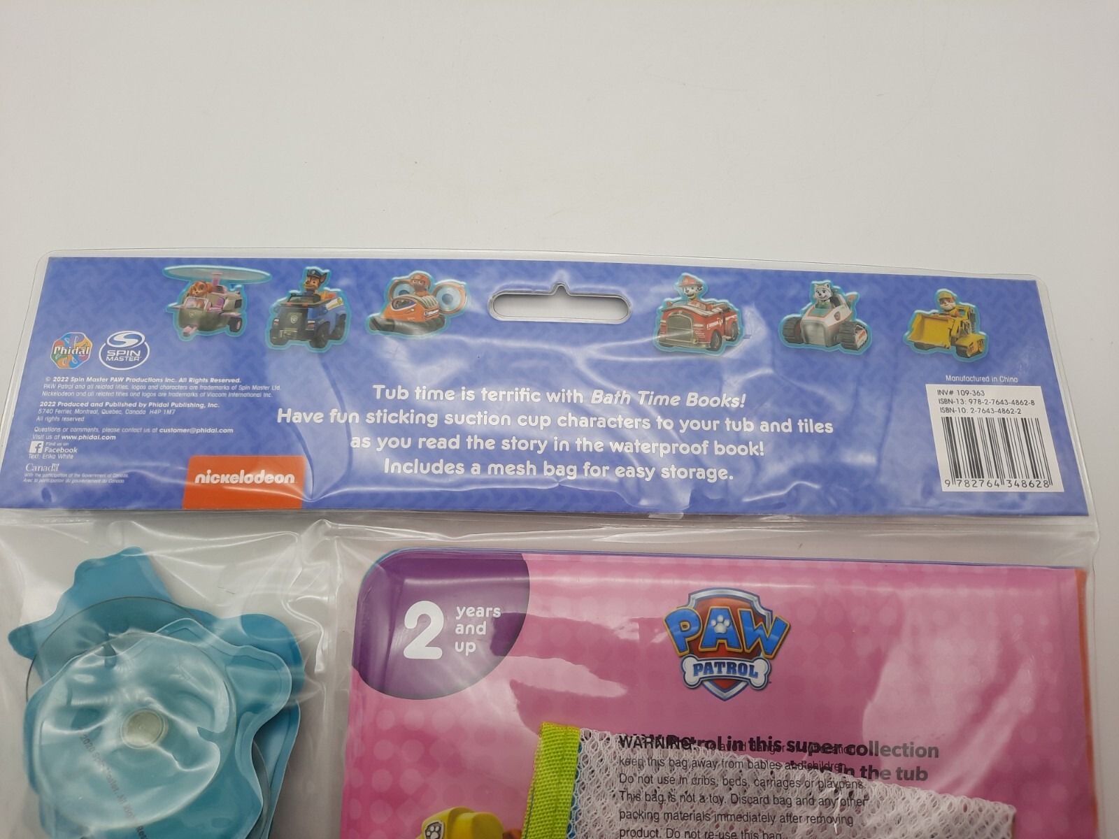 Bath Time Books Paw Patrol w/Suction Cups & Mesh Bag