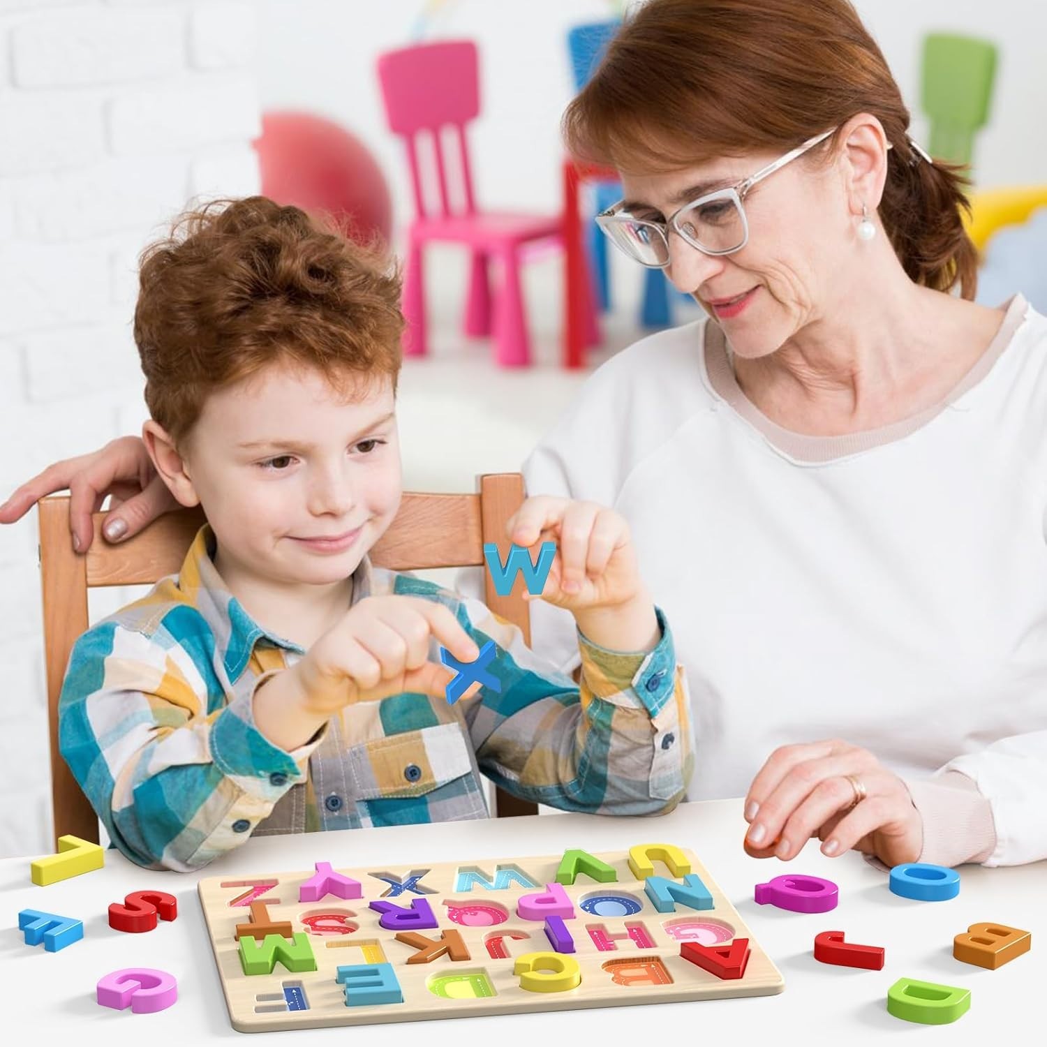 Handcrafted Wooden Alphabet Puzzles – Engaging Learning Activity for Toddlers