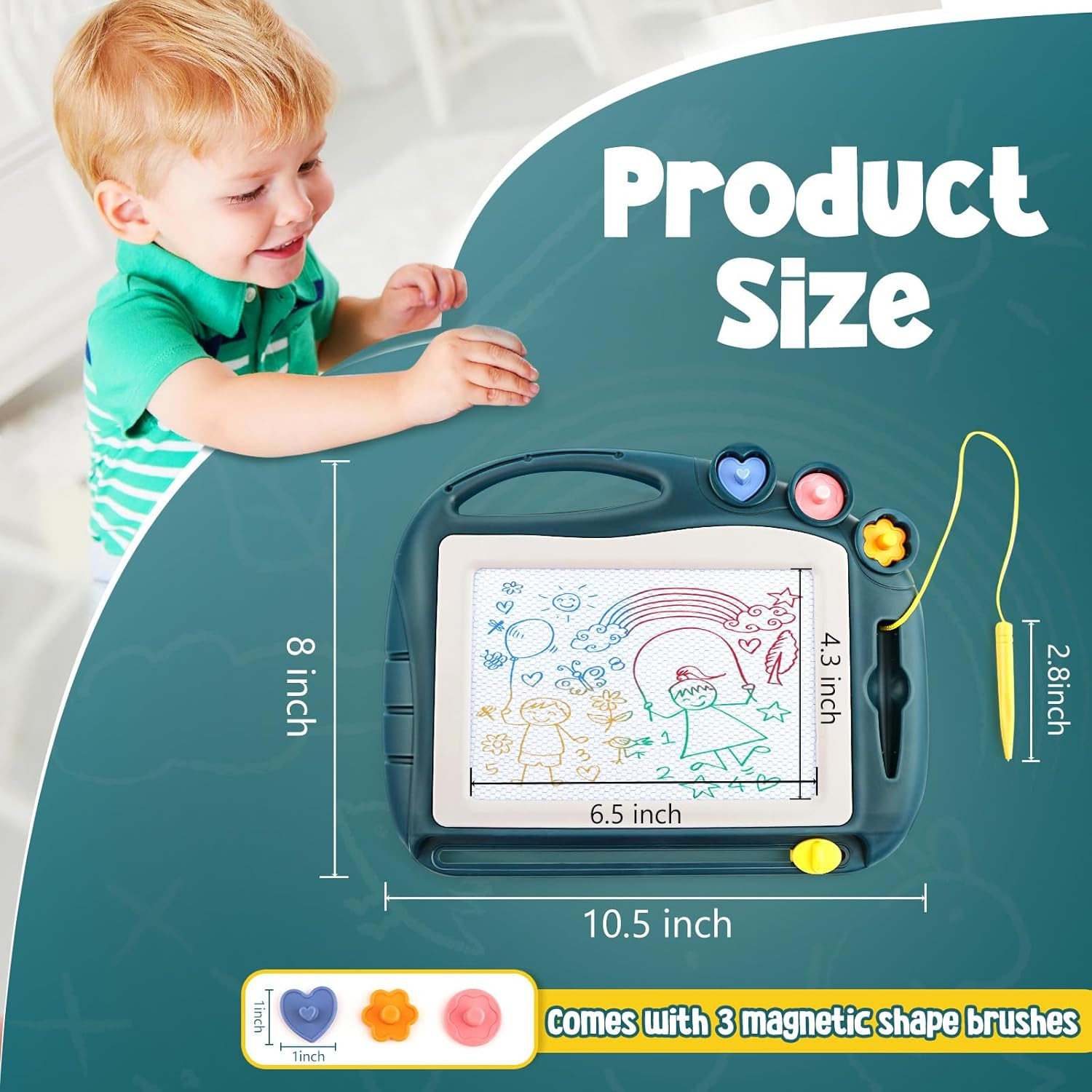 Magnetic Drawing Board, Toddler Toys for Age 1 2 3 Boys Girls, Sketch Pad
