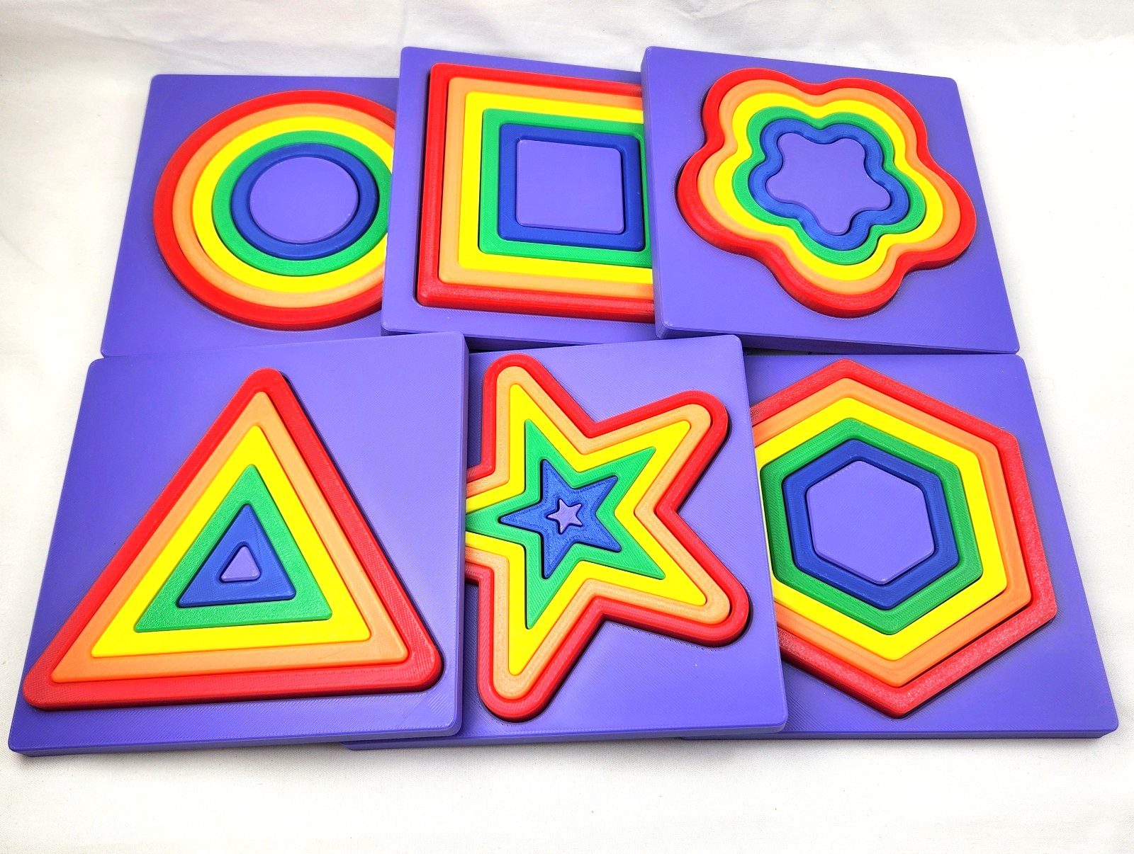 Toddlers CIRCLE Nesting Puzzle Sort Size Color Fine Motor Learning 2+ yrs