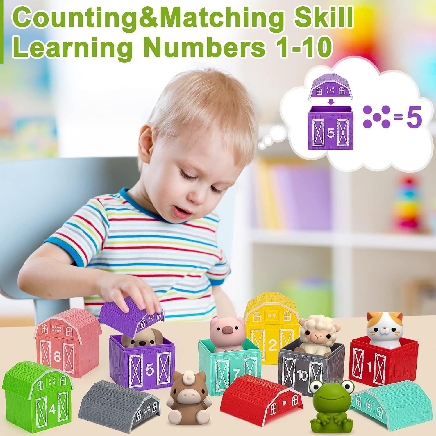 Learning Toys for 1,2,3 Year Old Toddlers, 20Pcs Farm Animals Toys Montessori Co