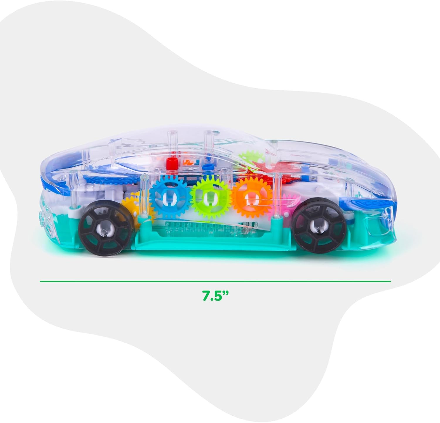 Light up Transparent Sensory Car Toy for Kids, 1PC, Bump and Go Toy Car with Col