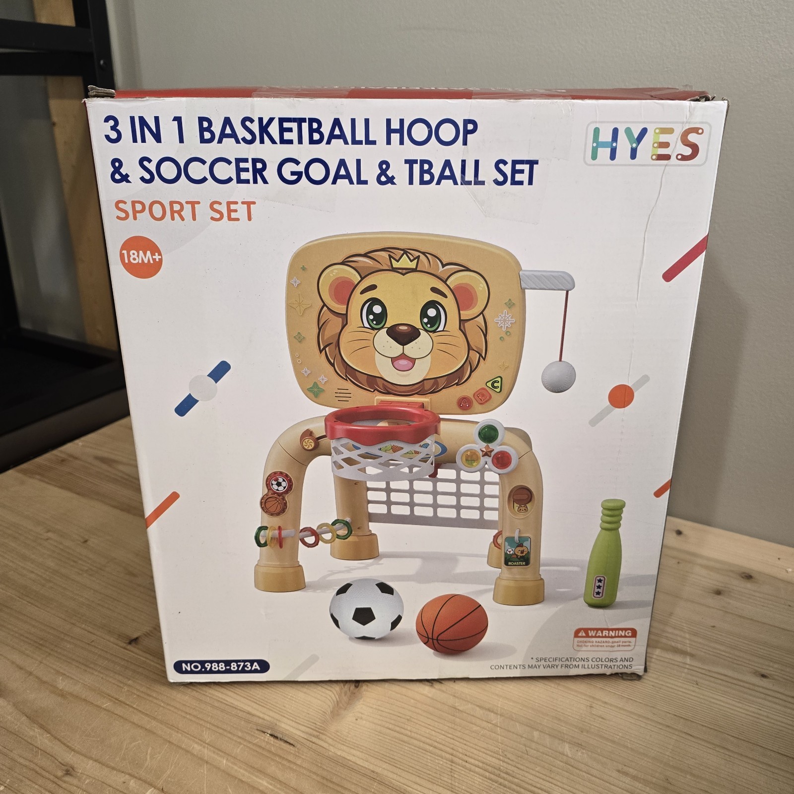HYES Toddler Basketball Hoop Tball Set & Soccer Goal – Lion Sport Toys for 1…