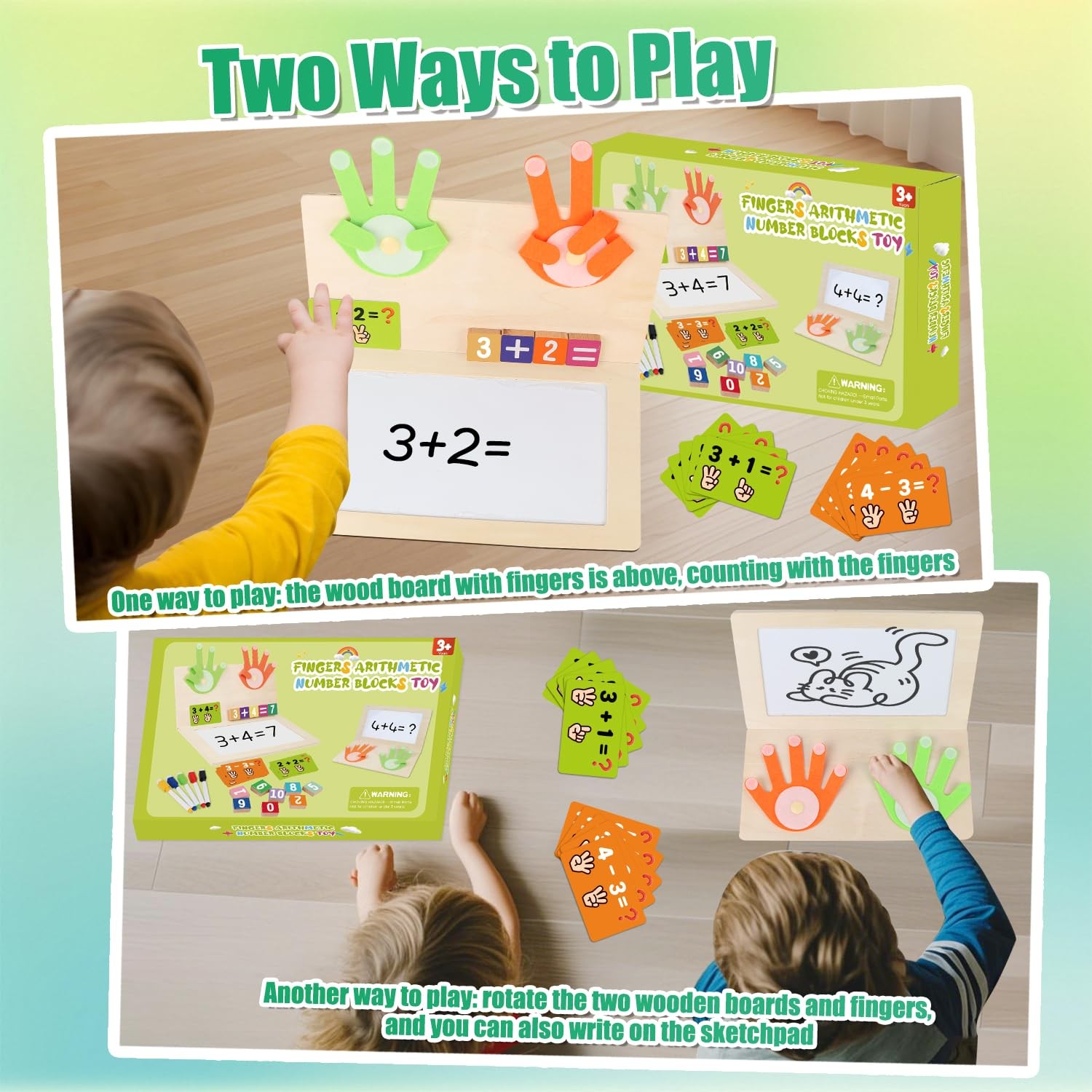 Wooden Number Blocks for Kids 3-4 Years Educational Math Counting Game