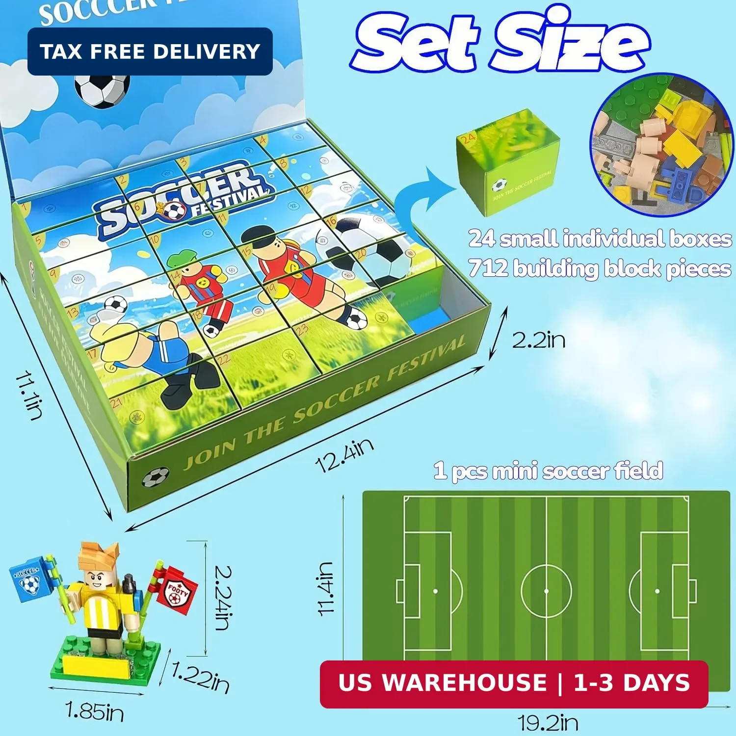[24 in 1 Toys Box] Soccer Gifts for Boys Girls 4-6-8-12 Years Old Birthday Gift