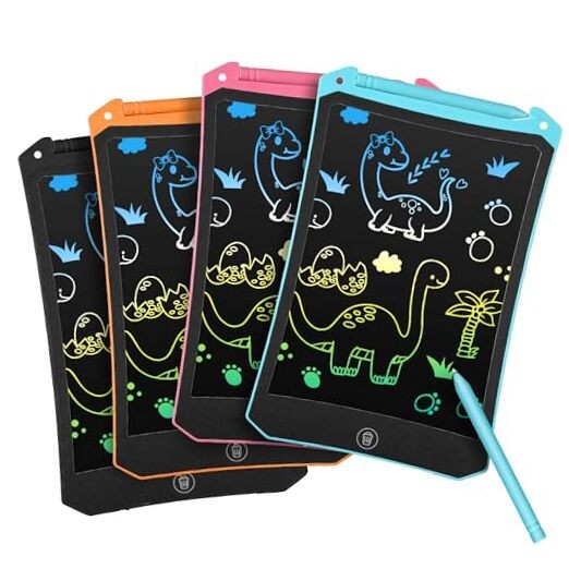 4 Pack LCD Writing Tablet for Kids, Colorful Toddler Blue+pink+orange+black