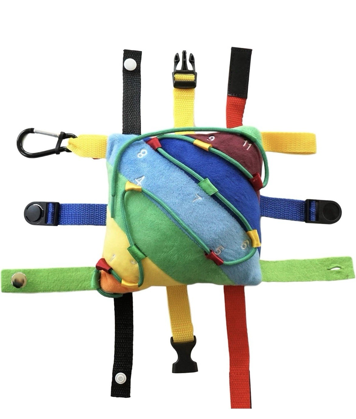 Toddler child fine motor skills sensory toy buckle zipper latches laces pillow