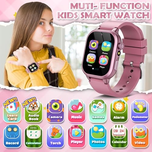 Kids Smart Watches for Girls Boys Toys Ages 4-12 with 30+ Games Video Rose Gold