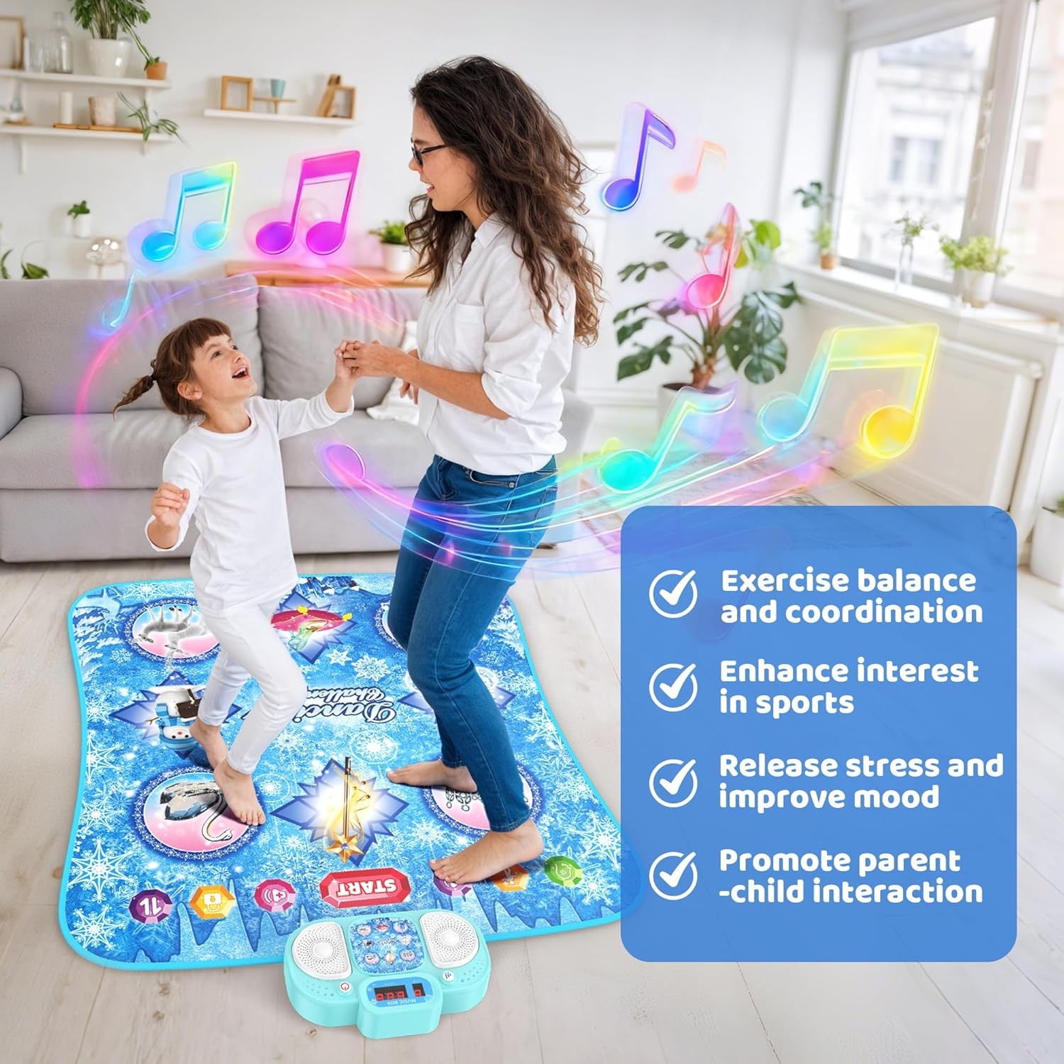 Frozen Dance Mat 8 Button Music Game Girls Ages 3-10 Blue