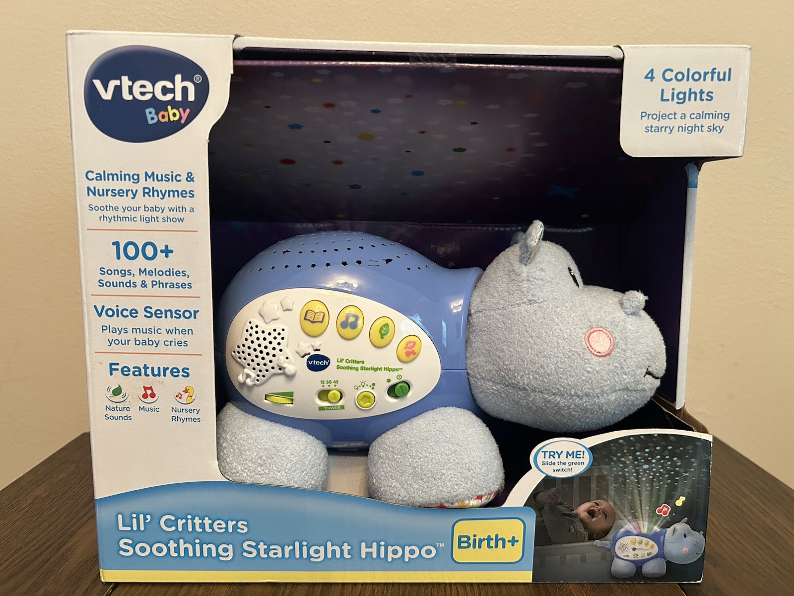 VTech Lil Critter Soothing Starlight Hippo Music White Noise Nursery Rhymes New