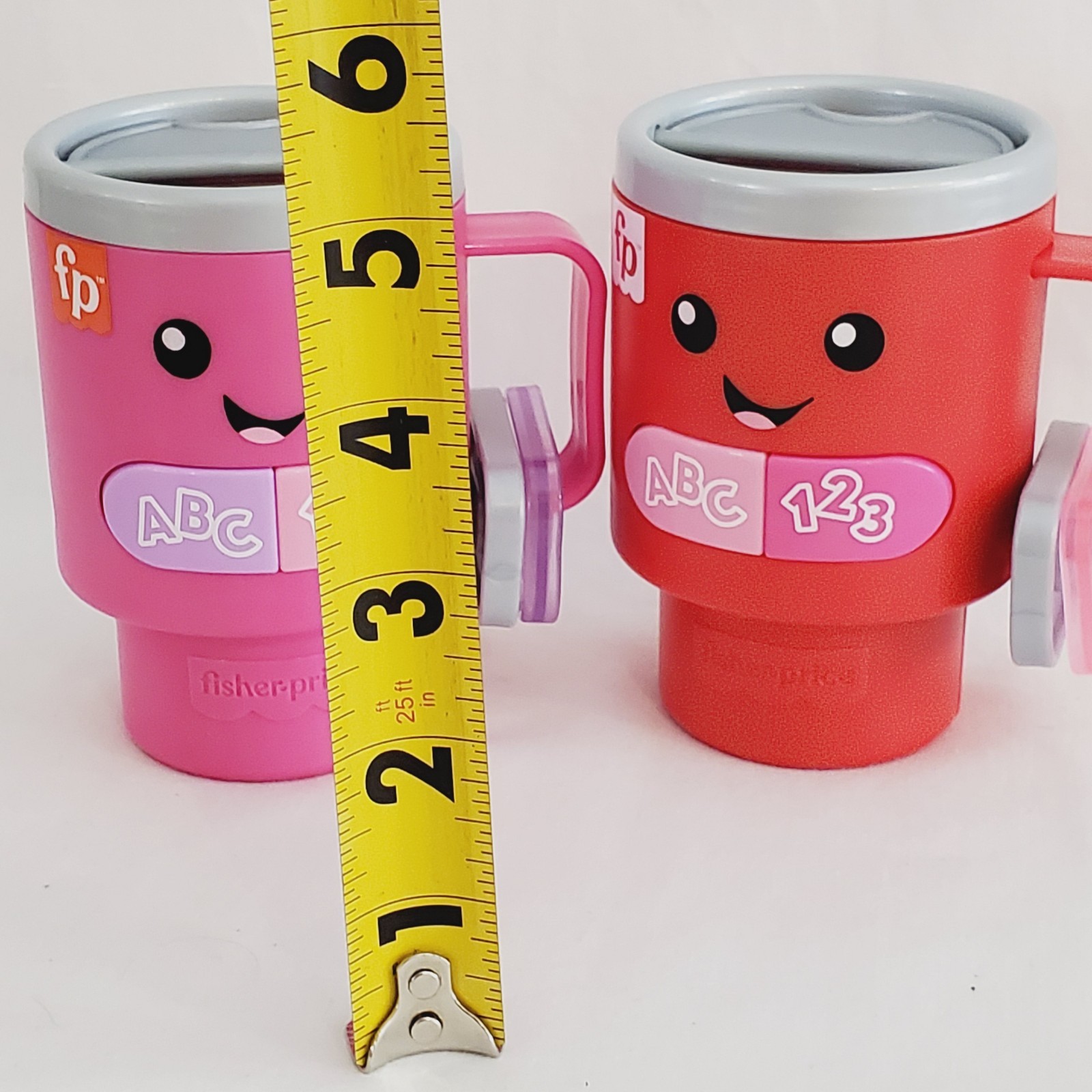 Set of 2 Fisher-Price Laugh &Learn Red Pink Mug Baby Stanley Cup Wake Up & Learn