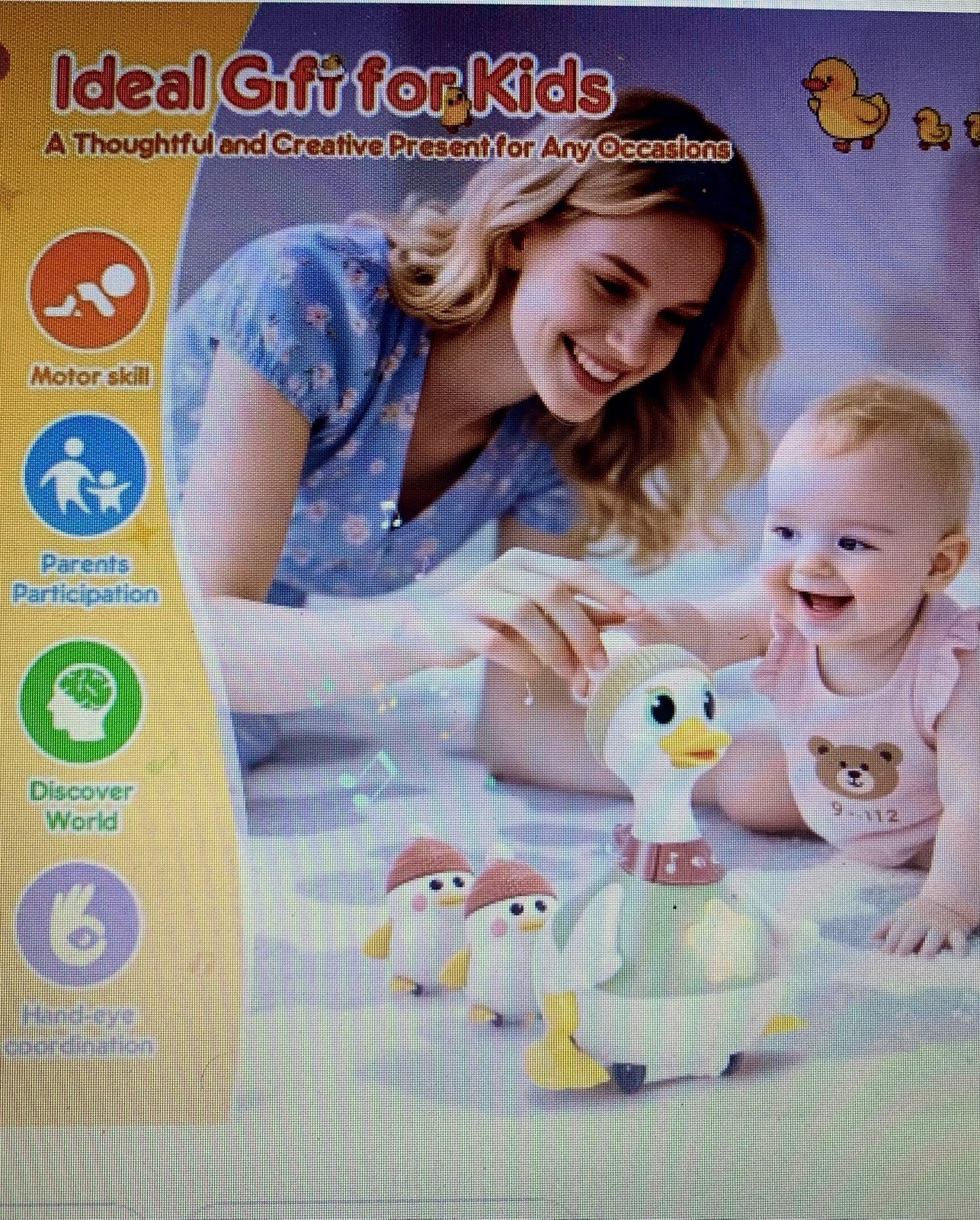 HOLA Baby Toys 6-12 Months Musical Dancing Duck Toy Set with Mama and Babys T
