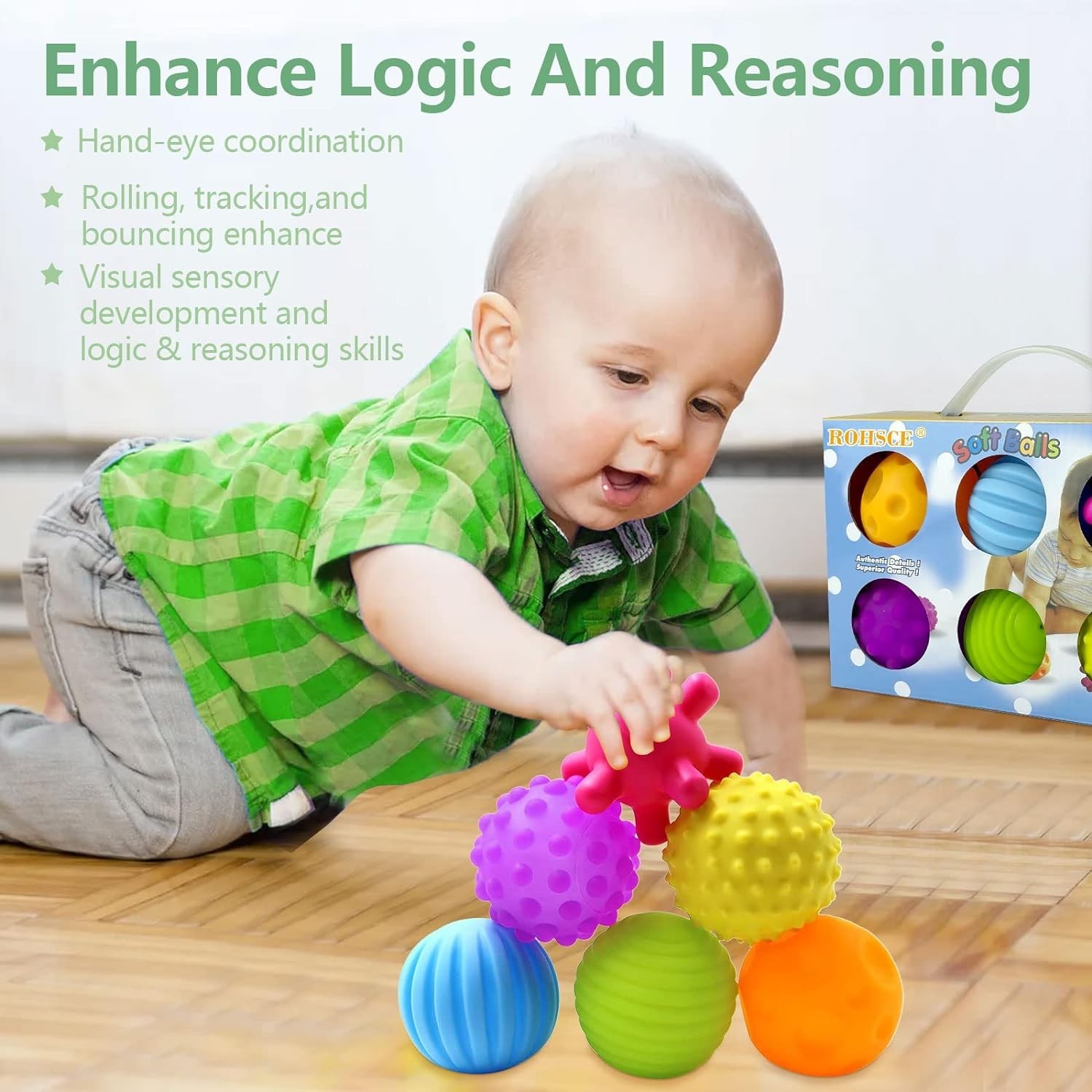 Gentle Squeaky Foam Balls for Tactile Exploration – Ideal for Babies 6-12