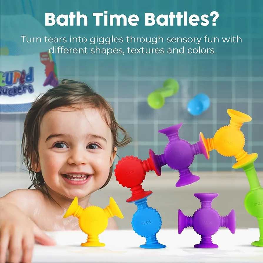 BUNMO Suction Bath Toys – 10pc Sensory Tub Toys for Kids Ages 3+ – STEM Learning