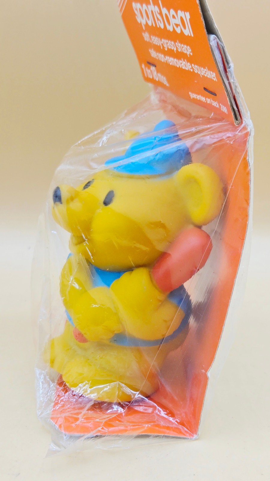 VINTAGE 1983 The First Years SPORTS BEAR Squeaker Baby Toy NEW-SEALED