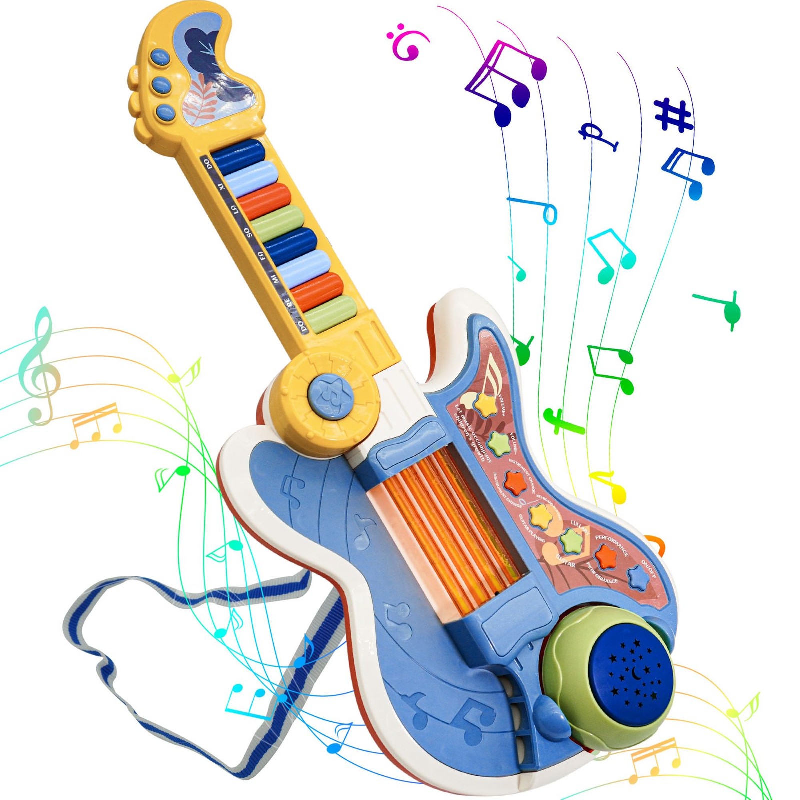 Toddlers Guitar, 4 in 1 Kids Guitar and Piano Guitars for Toddlers 2-4 with L…