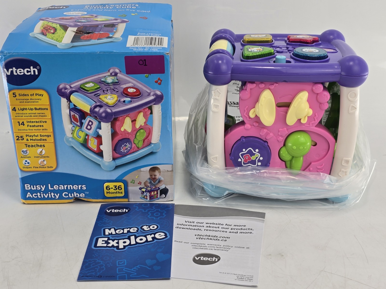NEW VTech Baby Busy Learners Activity Cube 6-36 Months Purple-Top Musical Toy