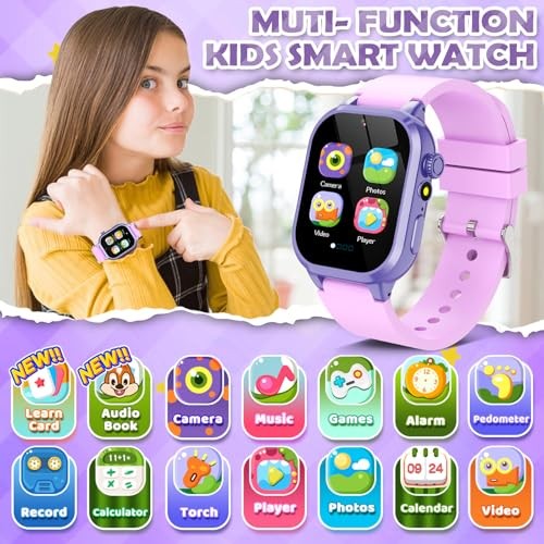 Kids Smart Watches for Girls Boys Toys Ages 4-12 with 30+ Games Video Purple