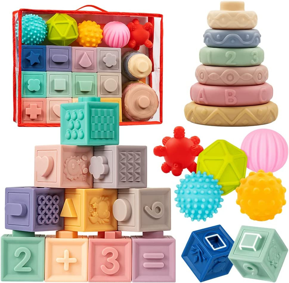 Baby Toys 6-12 Months, Montessori Toy for Babies 6-12 Months, Incl Stacking Buil