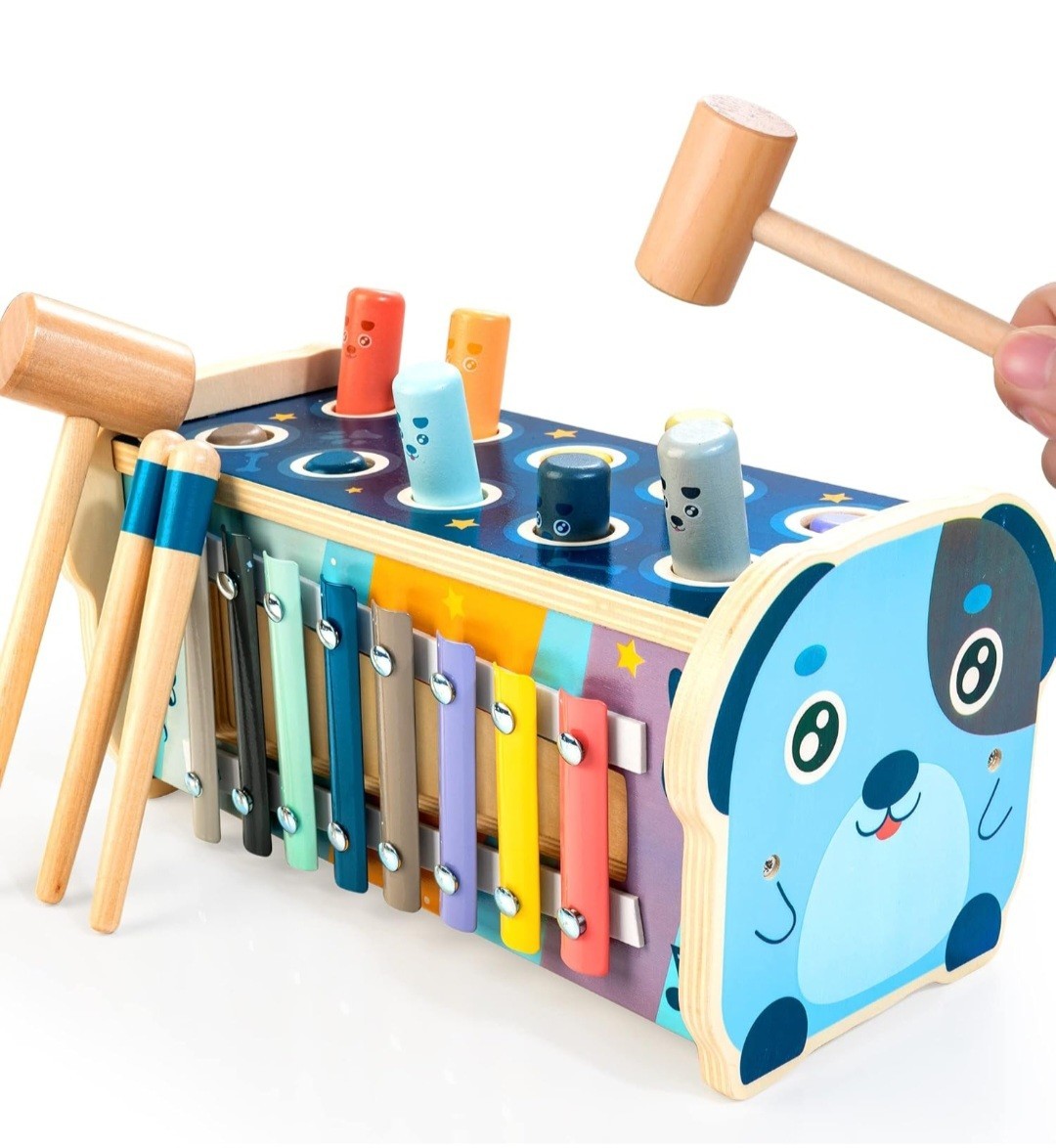 Montessori Pounding Toy for 1-2 Year Olds Wooden Hammering & Activity Board