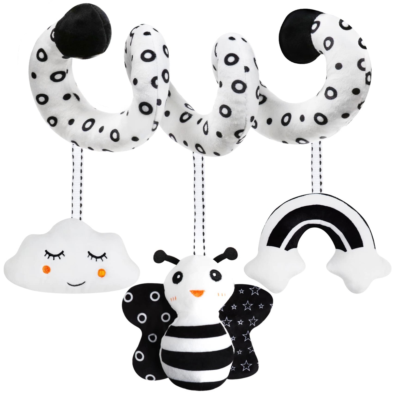 Baby Spiral Hanging Stroller and Car Seat Toys Black and White High Contrast …