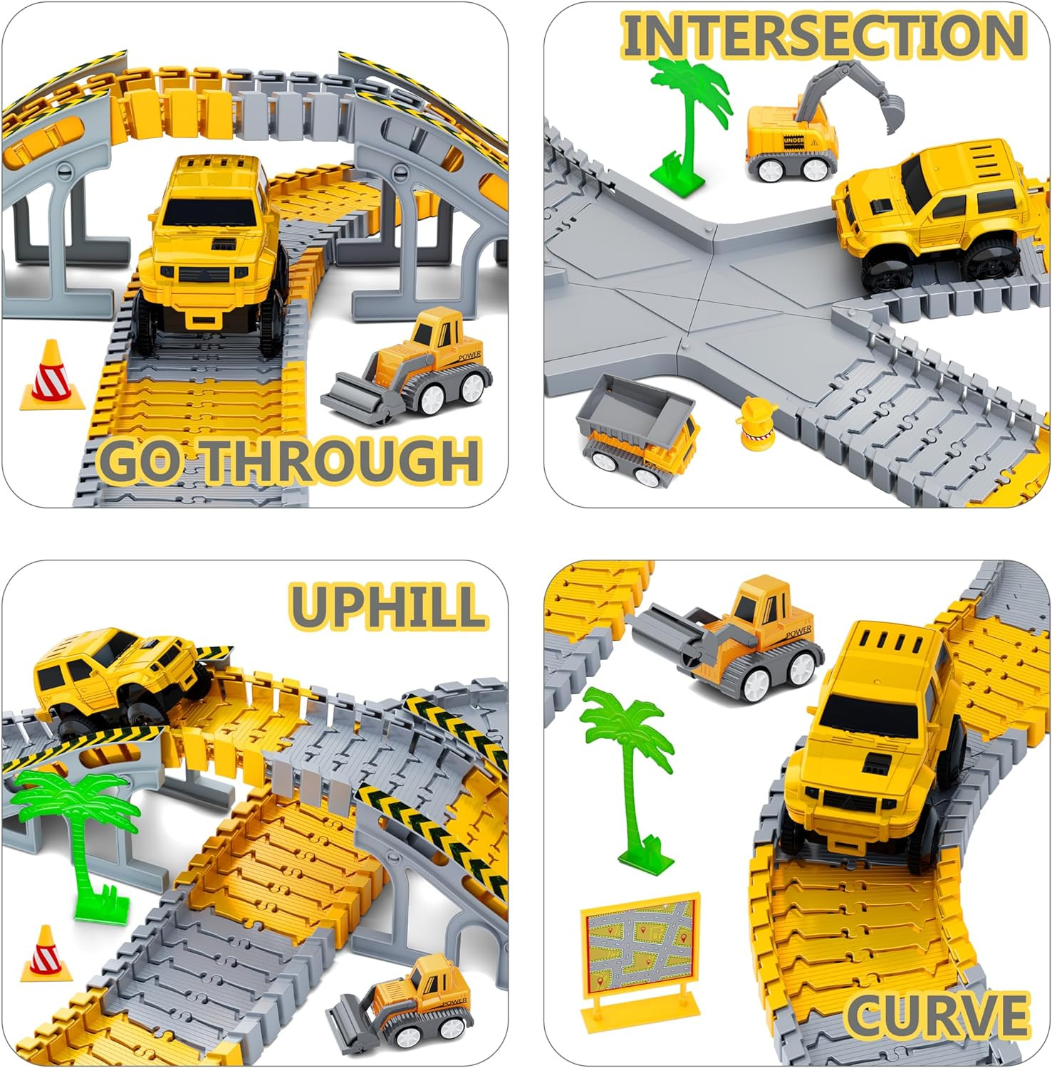 Kids Toys 253 PCS Construction Race Tracks Toy for 3 4 5 6 7 8 Year Old Boys Gir