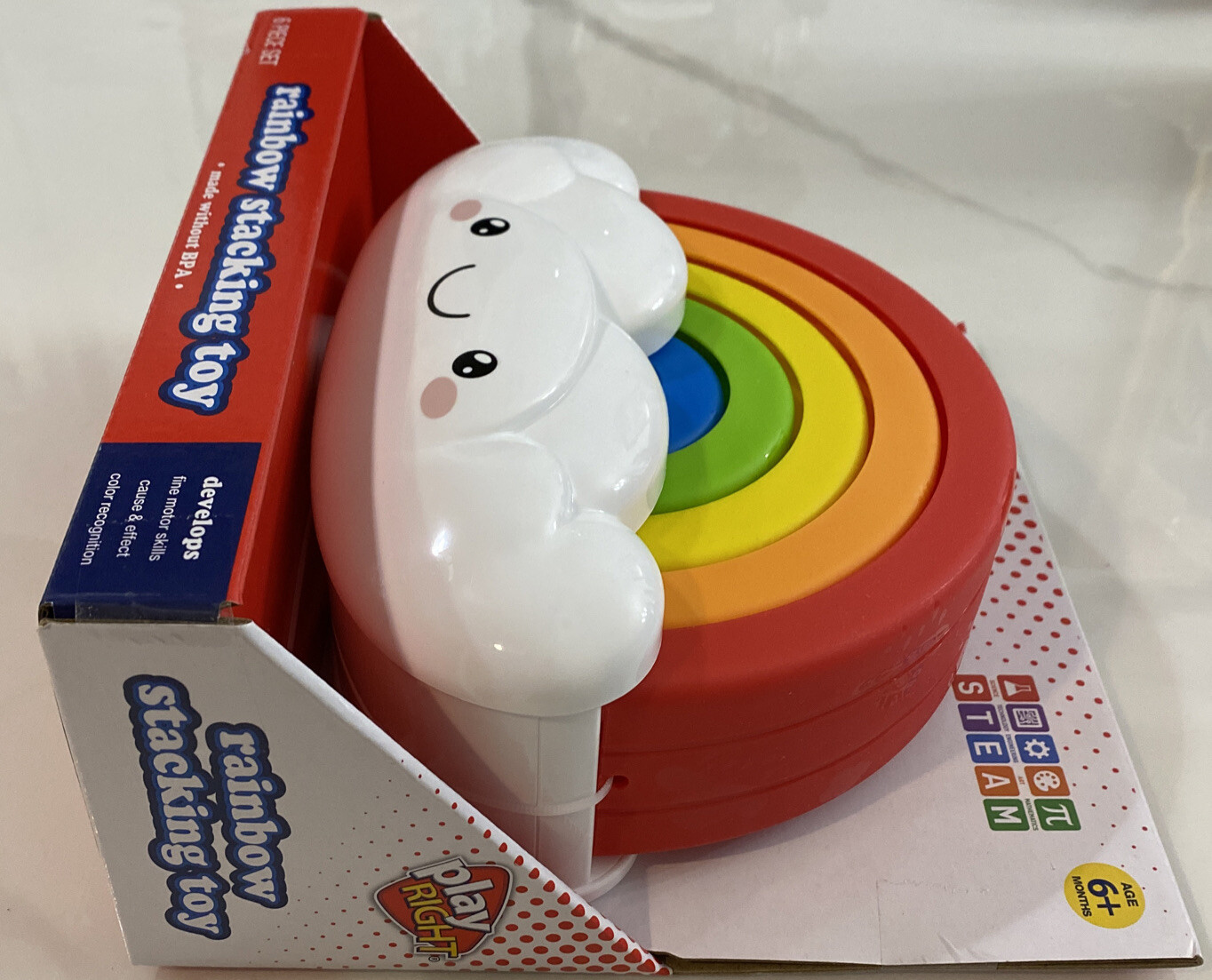 Play Right Rainbow Stacking Toy Develops Fine Motor Skills Etc 6 Piece Set NEW