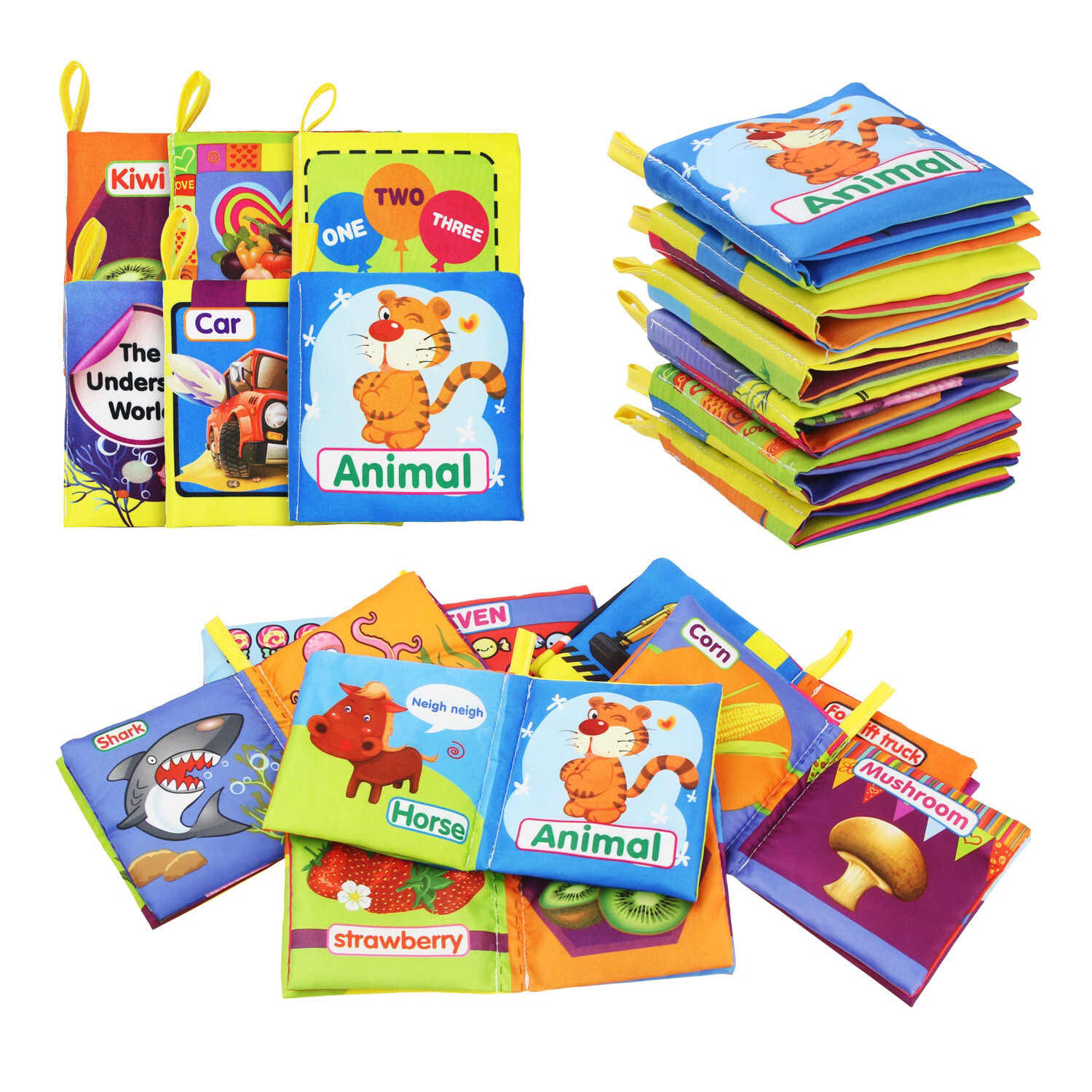 Baby Bath Cloth Book, Early Education Toys for Infants Kids Toddlers, 3 packs