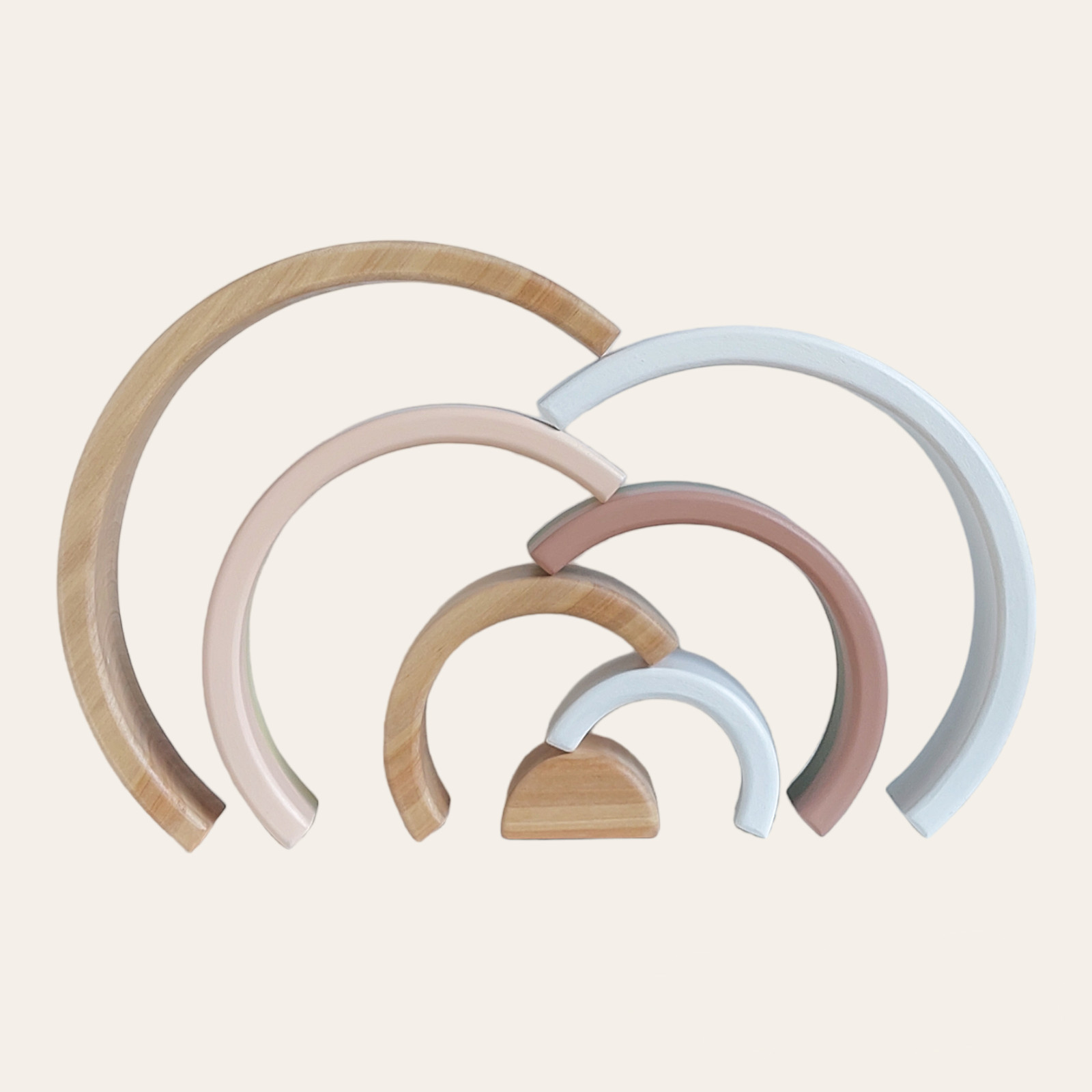 Personalized Beige Wooden Stacker Toy – Nursery decor – Baby shower gift